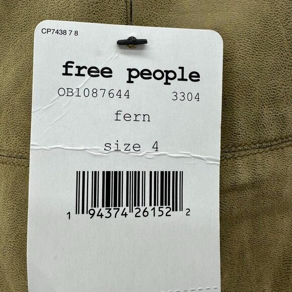 NWT Free People Modern Femme Vegan Leather Mini Skirt Size 4 Green Preppy Boho - Picture 6 of 10